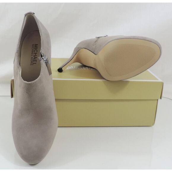 Michael Kors Sammy Ankle Zip Booties Heels Pearl Grey Suede - Picture 9 of 9